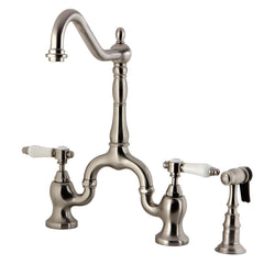 Bridge Kitchen Faucet, Bel-Air, Two-Handle 3-Hole in Brushed Nickel