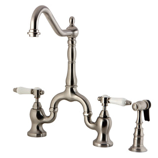 Bridge Kitchen Faucet, Bel-Air, Two-Handle 3-Hole in Brushed Nickel