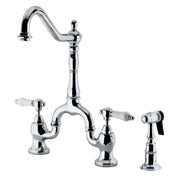 Bridge Kitchen Faucet, Bel-Air, Two-Handle with Brass Sprayer in Polished Chrome