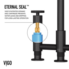 Bridge Kitchen Faucet, Cass, 2-Handle, Side Sprayer, Matte Black