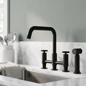 Bridge Kitchen Faucet, Cass, 2-Handle, Side Sprayer, Brass, Matte Black