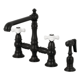 Bridge Kitchen Faucet, English Country, Two-Handle in Matte Black