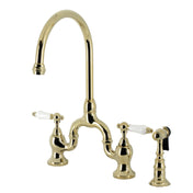 Bridge Kitchen Faucet, English Country, Two-Handle in Polished Brass