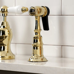 Bridge Kitchen Faucet, English Country, Two-Handle in Polished Brass