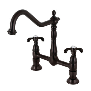 Bridge Kitchen Faucet, Heirloom, Two-Handle 2-Hole Deck Mount in Oil Rubbed Bronze