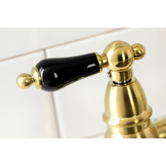 Bridge Kitchen Faucet, Heirloom, Two-Handle with Brass Sprayer in Brushed Brass