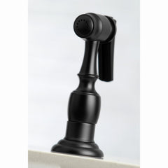 Bridge Kitchen Faucet, Heirloom, Two-Handle with Brass Sprayer in Matte Black