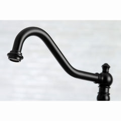 Bridge Kitchen Faucet, Heirloom, Two-Handle with Brass Sprayer in Matte Black