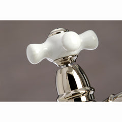 Bridge Kitchen Faucet, Heirloom, Two-Handle with Brass Sprayer in Polished Nickel