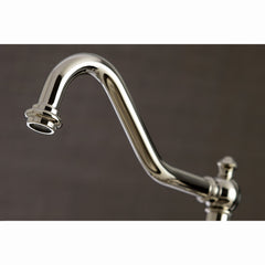 Bridge Kitchen Faucet, Heirloom, Two-Handle with Brass Sprayer in Polished Nickel