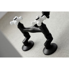 Bridge Kitchen Faucet, Heirloom, Wall Mount Two-Handle in Matte Black
