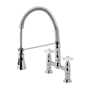 Bridge Kitchen Faucet, Heritage, 2-Hole Double-Handle in Polished Chrome