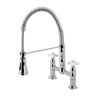 Bridge Kitchen Faucet, Heritage, 2-Hole Double-Handle in Polished Chrome