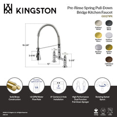 Bridge Kitchen Faucet, Heritage, 2-Hole with Cross Handles in Brushed Brass