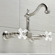 Bridge Kitchen Faucet, Heritage, Two-Handle Wall Mount in Brushed Nickel