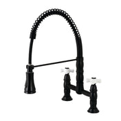 Bridge Kitchen Faucet, Heritage with Double Handles in Matte Black