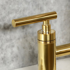 Bridge Kitchen Faucet, Manhattan, Two-Handle, 4-Hole Deck Mount, Brushed Brass