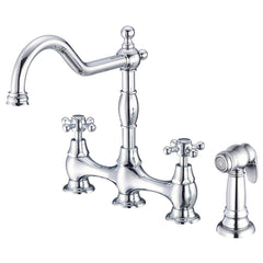 Bridge Kitchen Faucet, Opulence, Two Handle, Side Spray, Chrome