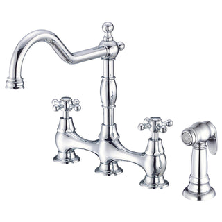 Bridge Kitchen Faucet, Opulence, Two Handle, Side Spray, Chrome