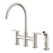 Bridge Kitchen Faucet, Parma, Two Handle, Side Spray, Stainless Steel