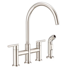 Bridge Kitchen Faucet, Parma, Two Handle, Side Spray, Stainless Steel