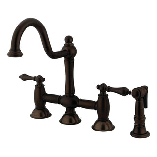 Bridge Kitchen Faucet, Restoration, Two-Handle 4-Hole in Oil Rubbed Bronze