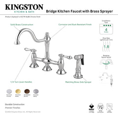 Bridge Kitchen Faucet, Restoration, Two-Handle 4-Hole in Oil Rubbed Bronze