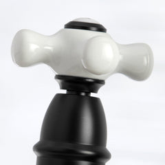Bridge Kitchen Faucet, Restoration, Two-Handle with Sprayer in Matte Black