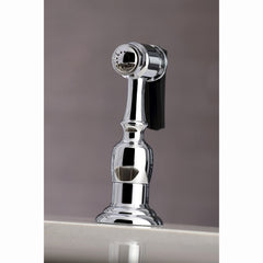 Bridge Kitchen Faucet, Tulare, Two-Handle with Brass Sprayer in Polished Chrome