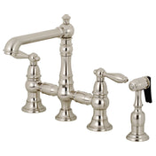 Bridge Kitchen Faucet, Tulare, Two-Handle with Side Sprayer in Brushed Nickel