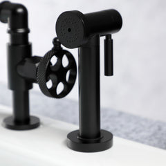 Bridge Kitchen Faucet, Webb, Two-Handle with Side Sprayer in Matte Black