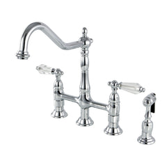 Bridge Kitchen Faucet, Wilshire, Two-Handle 4-Hole in Polished Chrome