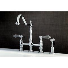 Bridge Kitchen Faucet, Wilshire, Two-Handle 4-Hole in Polished Chrome