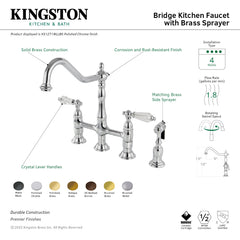 Bridge Kitchen Faucet, Wilshire, Two-Handle with Sprayer in Brushed Nickel