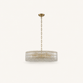 Studio profile | shallow gold-tone crystal drum with full oval-link chain and round canopy