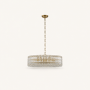 Studio profile | shallow gold-tone crystal drum with full oval-link chain and round canopy