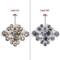 Bubble Chandelier, 18-Light, Smoky Gray and Clear Glass with Chrome Metal