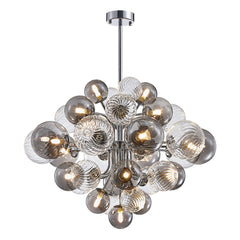 Bubble Chandelier, 18-Light, Smoky Gray and Clear Glass with Chrome Metal