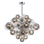 Bubble Chandelier, 18-Light, Smoky Gray and Clear Glass with Chrome Metal