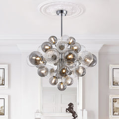 Bubble Chandelier, 18-Light, Smoky Gray and Clear Glass with Chrome Metal