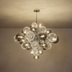 Bubble Chandelier, 18-Light, Smoky Gray and Clear Glass with Chrome Metal