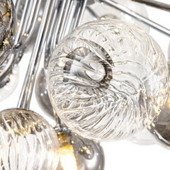 Bubble Chandelier, 18-Light, Smoky Gray and Clear Glass with Chrome Metal