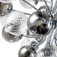 Bubble Chandelier, 18-Light, Smoky Gray and Clear Glass with Chrome Metal