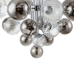 Bubble Chandelier, 18-Light, Smoky Gray and Clear Glass with Chrome Metal