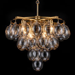 Bubble Chandelier, 8 Lights, Brushed Gold with Clear Glass