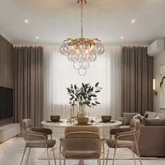 Bubble Chandelier, 8 Lights, Brushed Gold with Clear Glass
