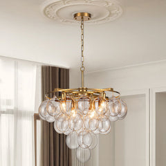 Bubble Chandelier, 8 Lights, Brushed Gold with Clear Glass