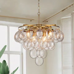 Bubble Chandelier, 8 Lights, Brushed Gold with Clear Glass