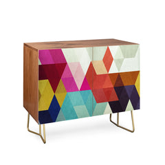 Buffet Cabinet with 2 Doors in Walnut Finish with Gold Legs