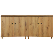 Buffet Cabinets, Set of 2, Oak Brown Wood with Four Doors